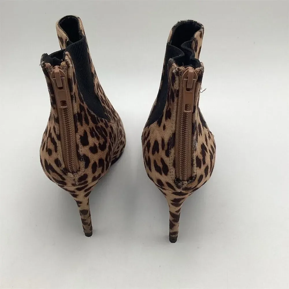 Women's Leopard Print Ankle‎ Booties Size 7.5 Stiletto Heel