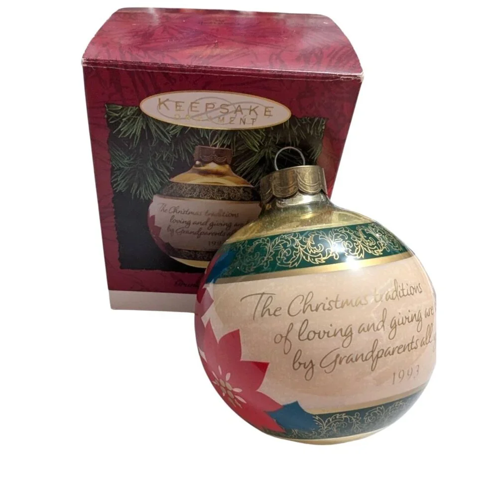 Hallmark Keepsake Grandparents Glass Ball Christmas Ornament 1993‎
