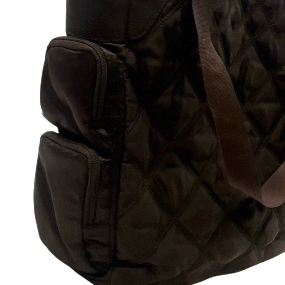 Vintage Eddie Bauer‎ Quilted Tote Bag Womens Large Brown Nylon Puffer Utility