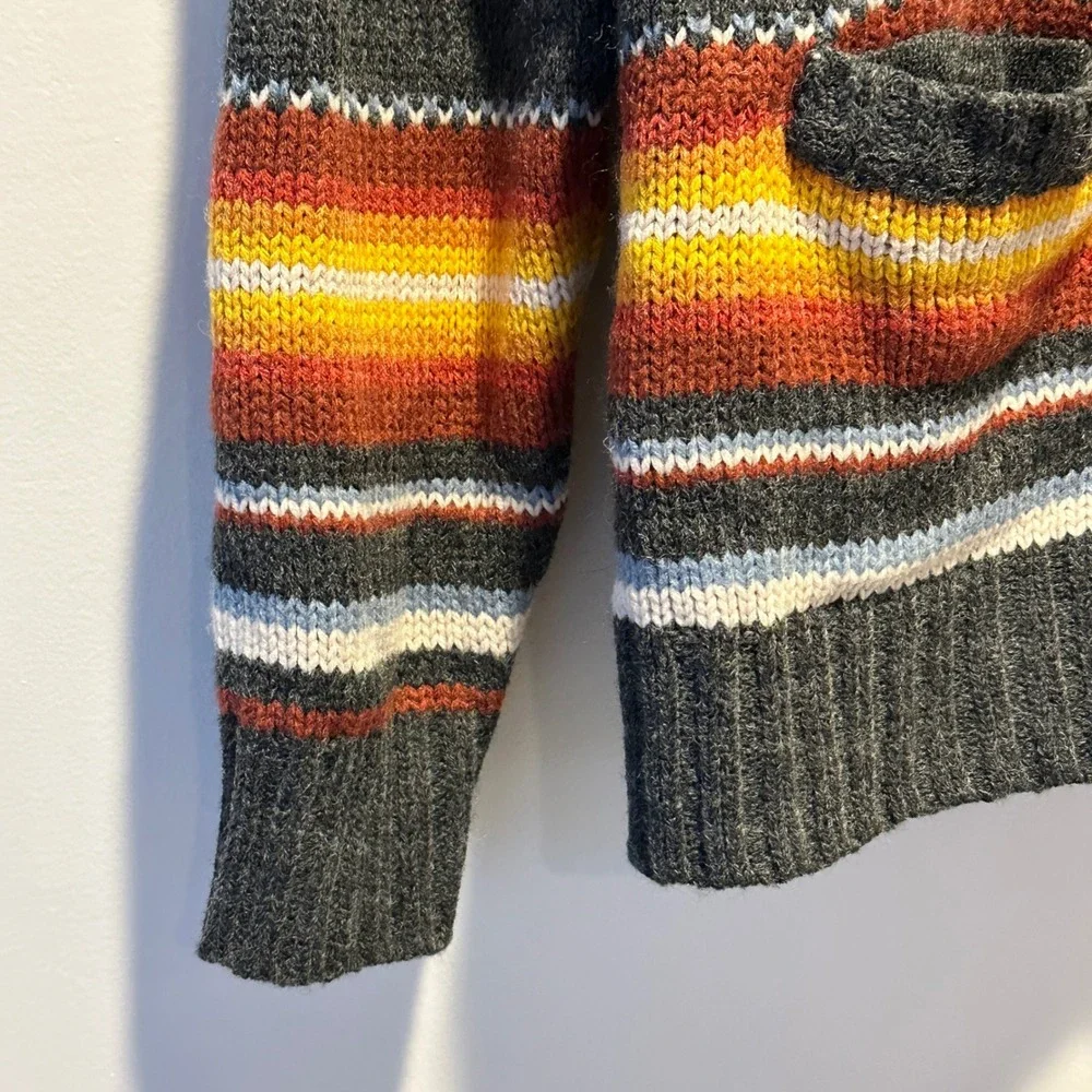 Vintage AntiBallistic Cardigan Sweater Men Large Striped Chunky Knit Grandpacore