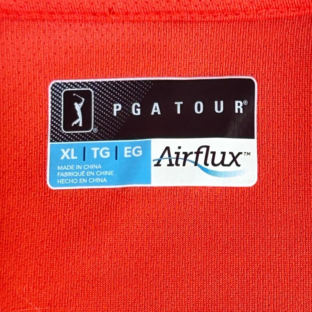 PGATOUR‎ Mens Red Airflux Golf Polo Shirt XL Short Sleeve Performance