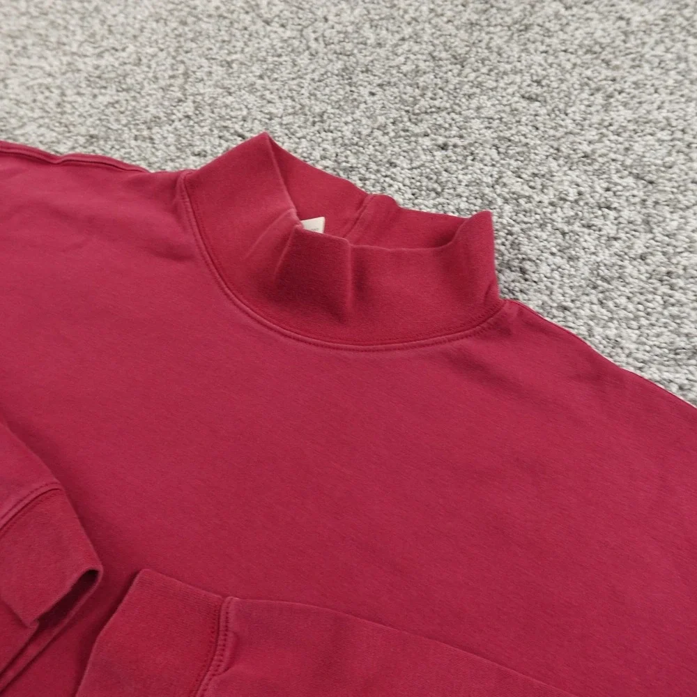 LL‎ Bean Shirt Mens L Red Mock Neck Long Sleeve Tee Pullover Sweatshirt Outdoor