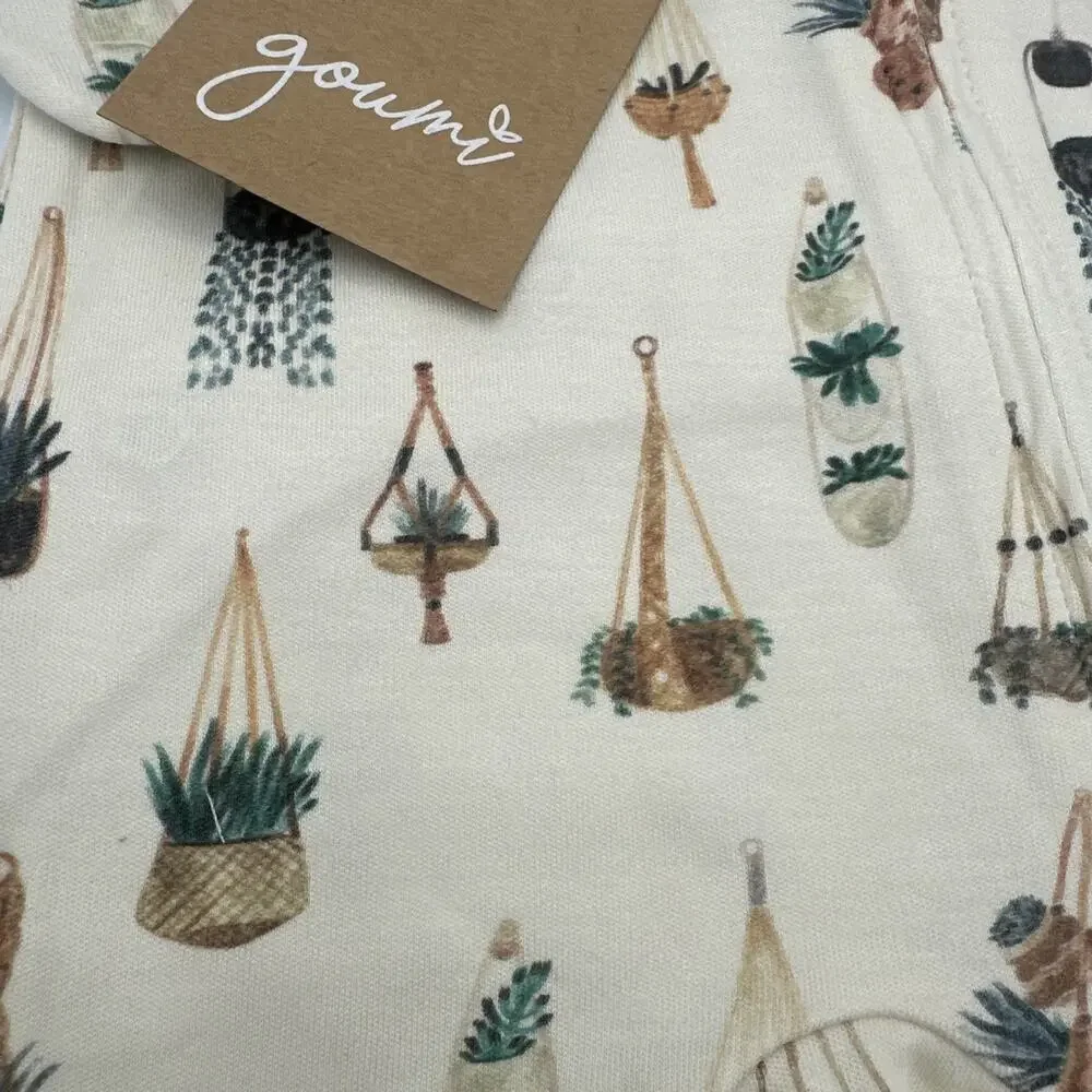 Goumi Kids Baby Macrame‎ Footie 0-3 Months Sleeper Zippy Jumpsuit Bamboo Plants