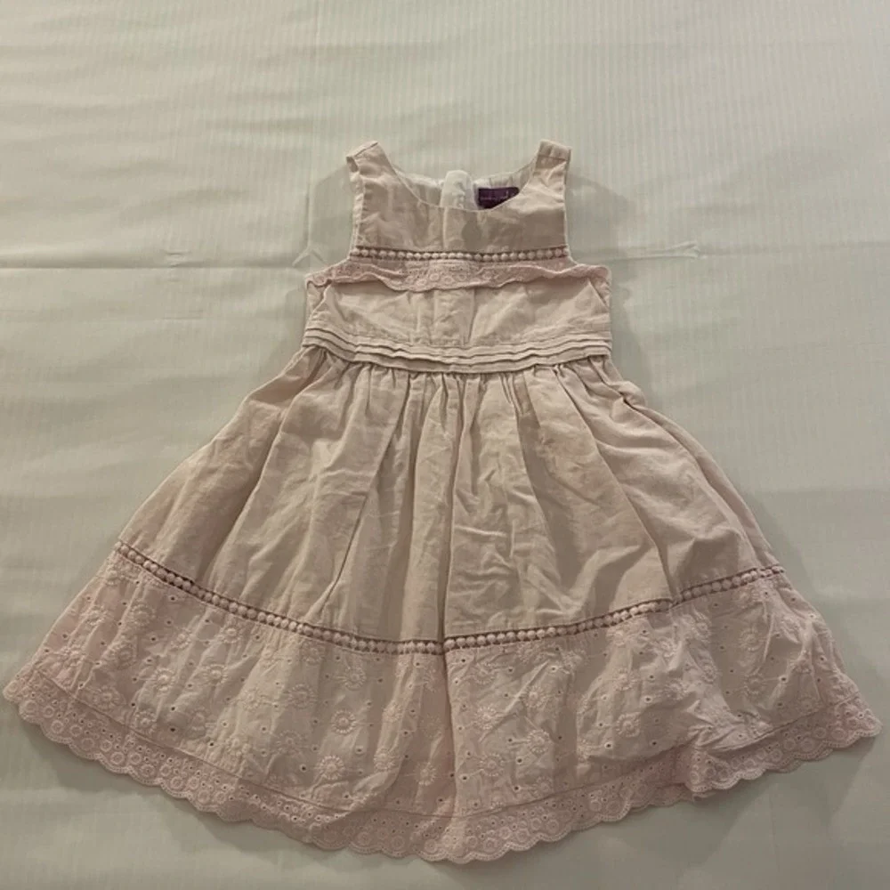 Shrinking Violet Pink Linen‎ Blend Dress Girls Size 5T Fully Lined Easter