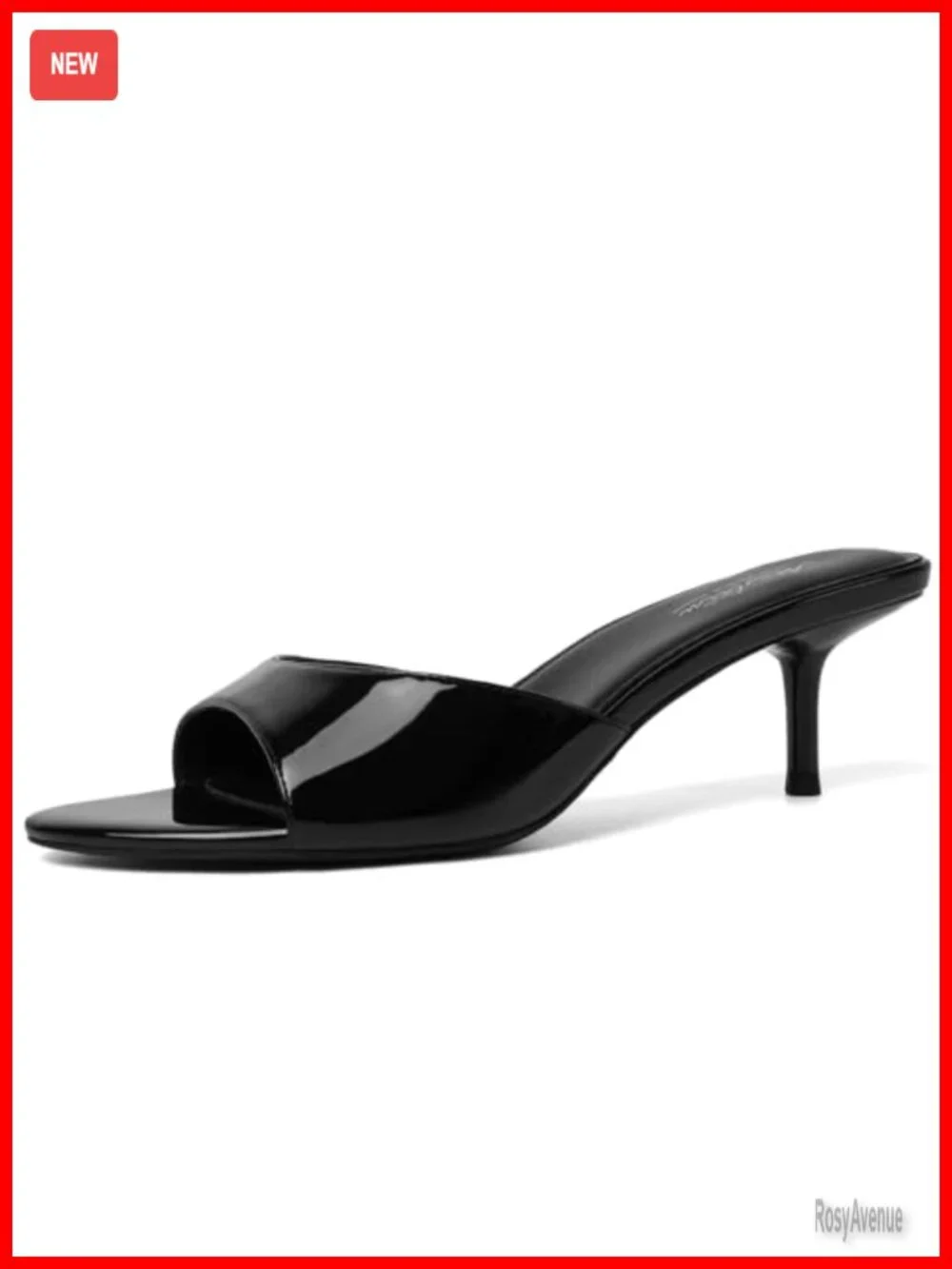 Kitten Heels Pointed Toe Mules Slip On Backless Sandals Patent Leather