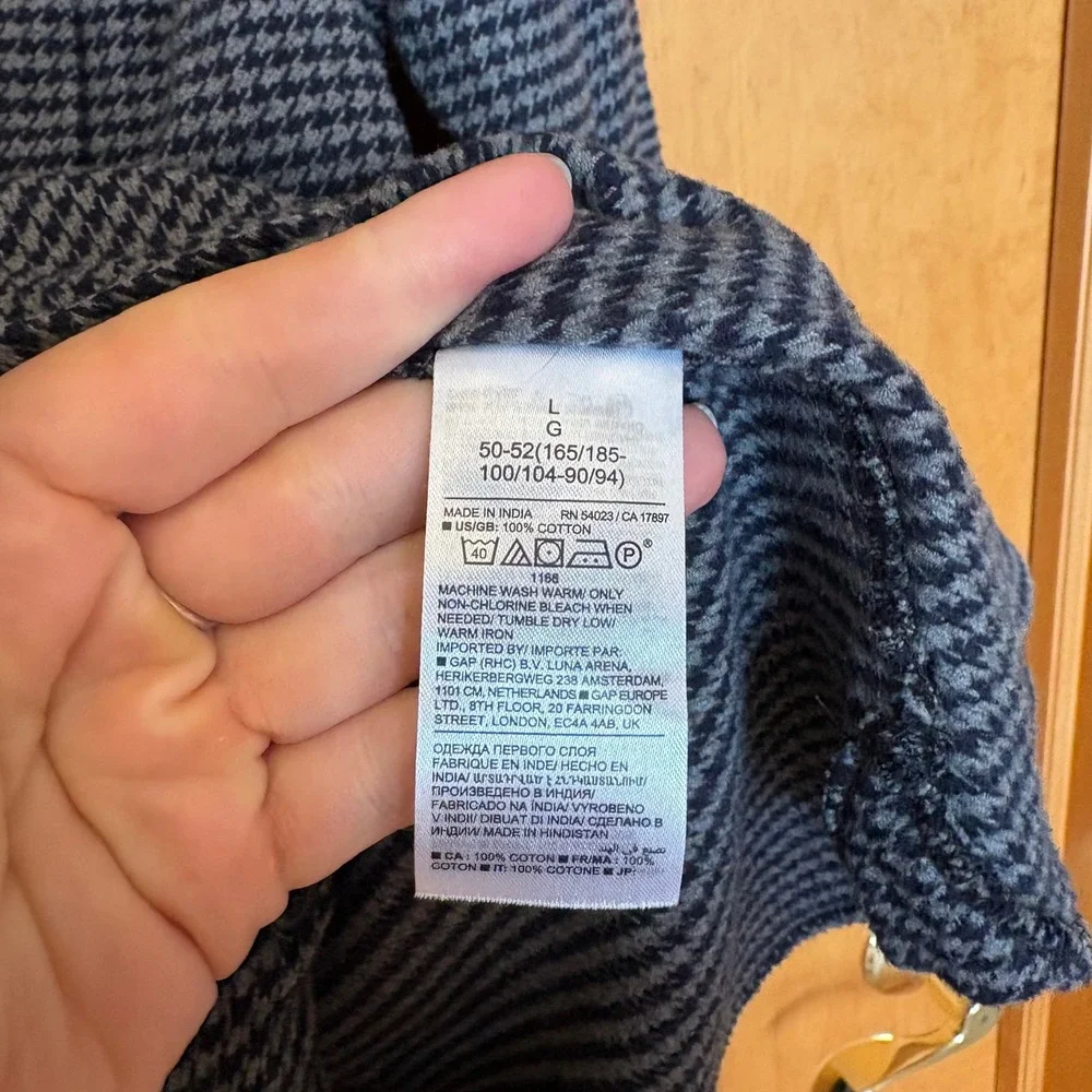 Banana Republic Men's Heavy‎ Flannel Safari Shirt Jacket Houndstooth L
