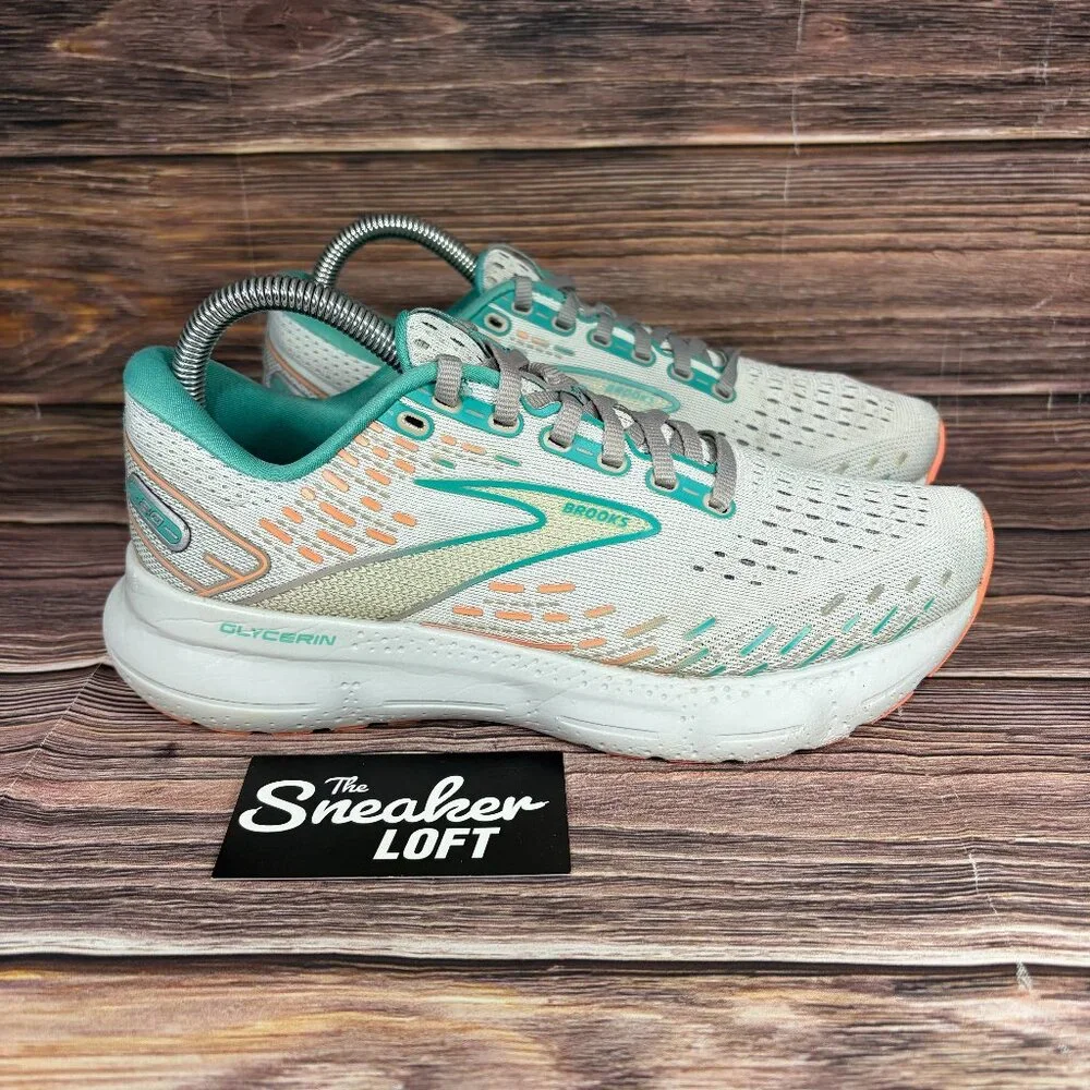 Brooks Glycerin 20 Women's‎ Athletic Running Shoes Oyster Latigo Bay Coral 8.5