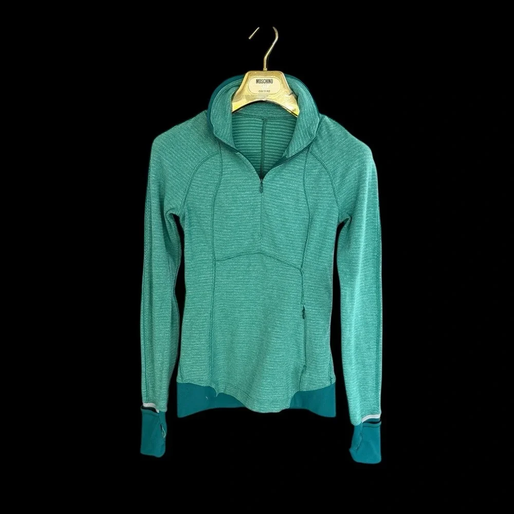 Lululemon Pullover Womens Sz Small Green‎ Quarter Zip Stretch