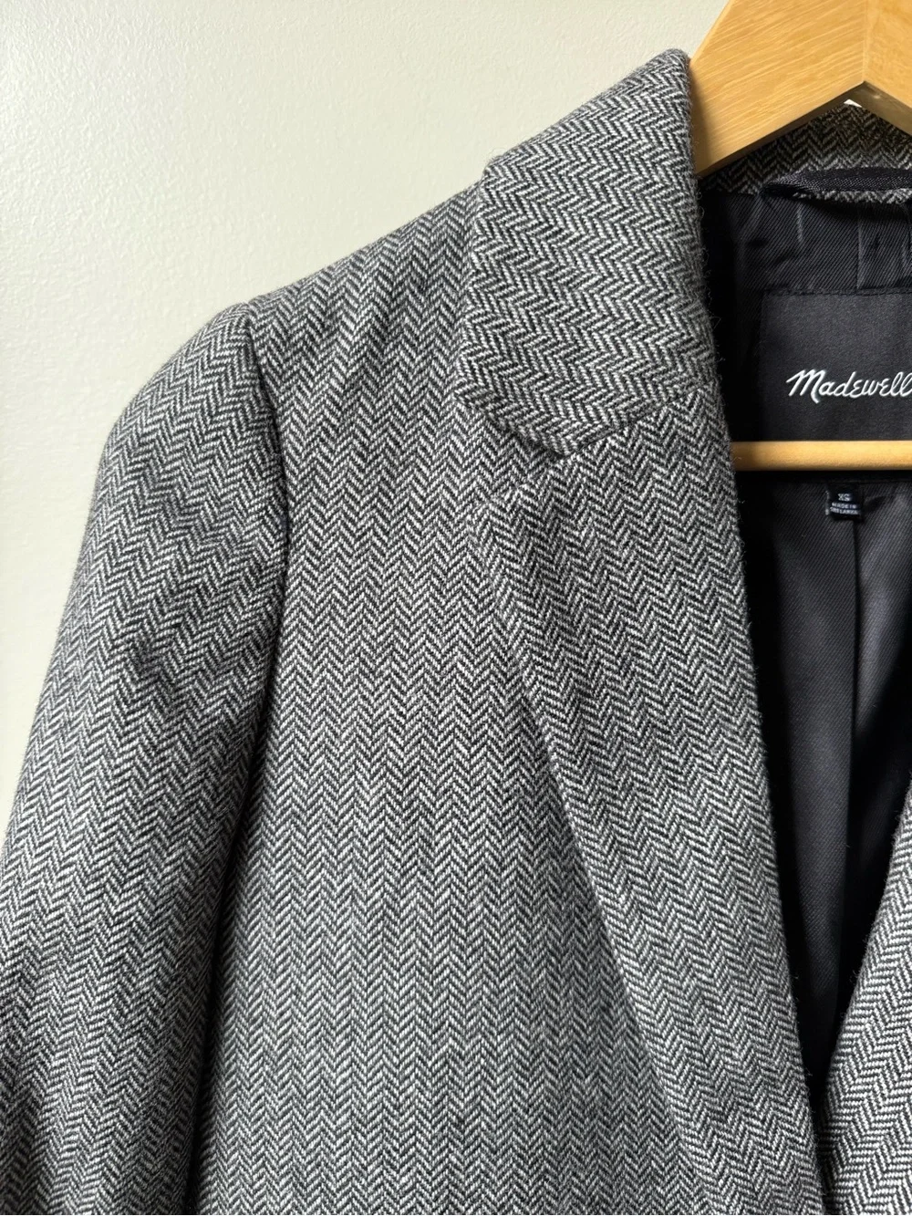 MADEWELL Larsen Blazer Herringbone Preppy Academia Classic Oversized‎ Wool XS