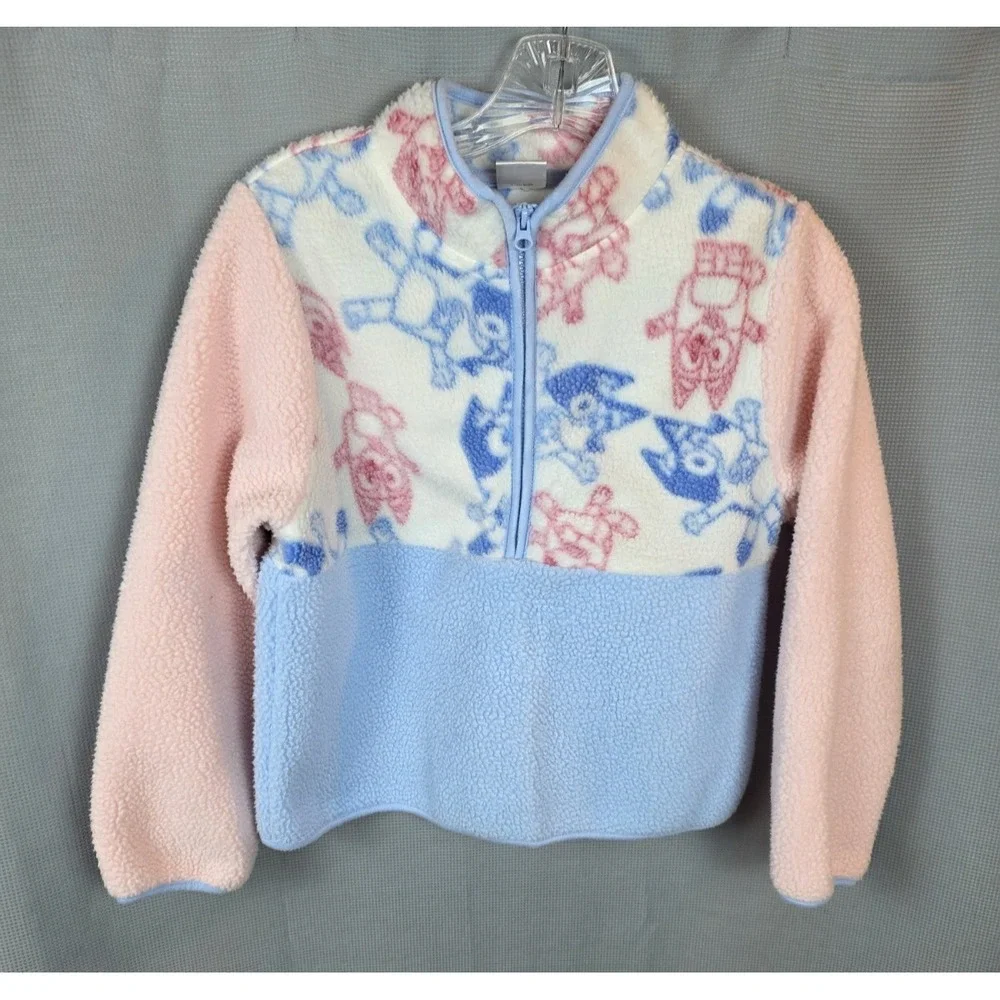 Youth Bluey Size XL Cozy 1/2 Zip‎ Pink Blue Fleece Excellent Condition