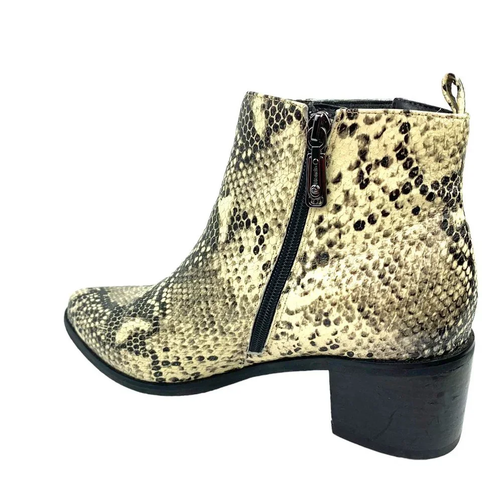 BLONDO Elvina Snakeskin Embossed Leather Waterproof Zip‎ Booties