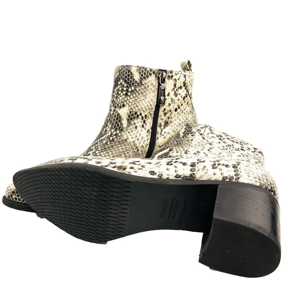 BLONDO Elvina Snakeskin Embossed Leather Waterproof Zip‎ Booties