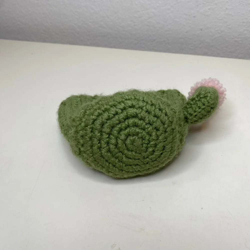 Handmade Crochet Cactus Pencil Holder Green Pink Flower Desk Organizer Basket‎