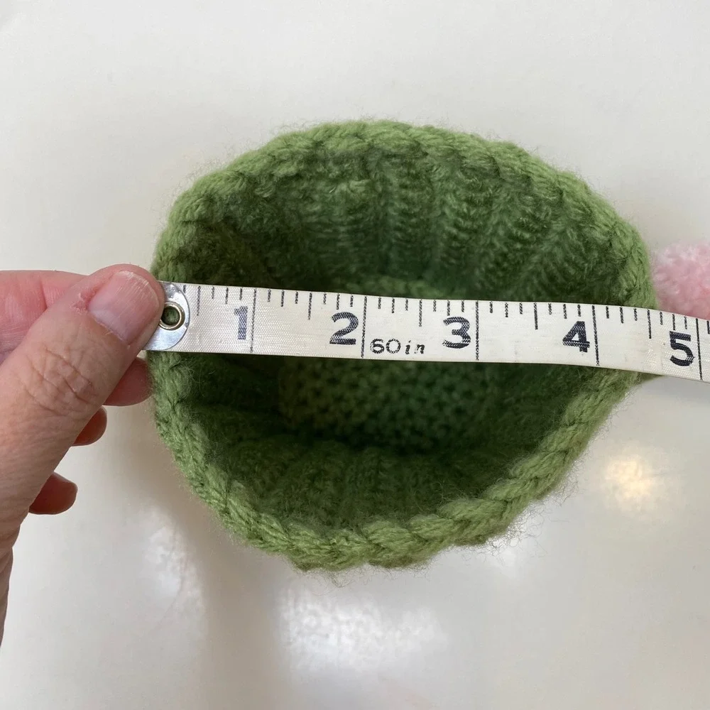 Handmade Crochet Cactus Pencil Holder Green Pink Flower Desk Organizer Basket‎