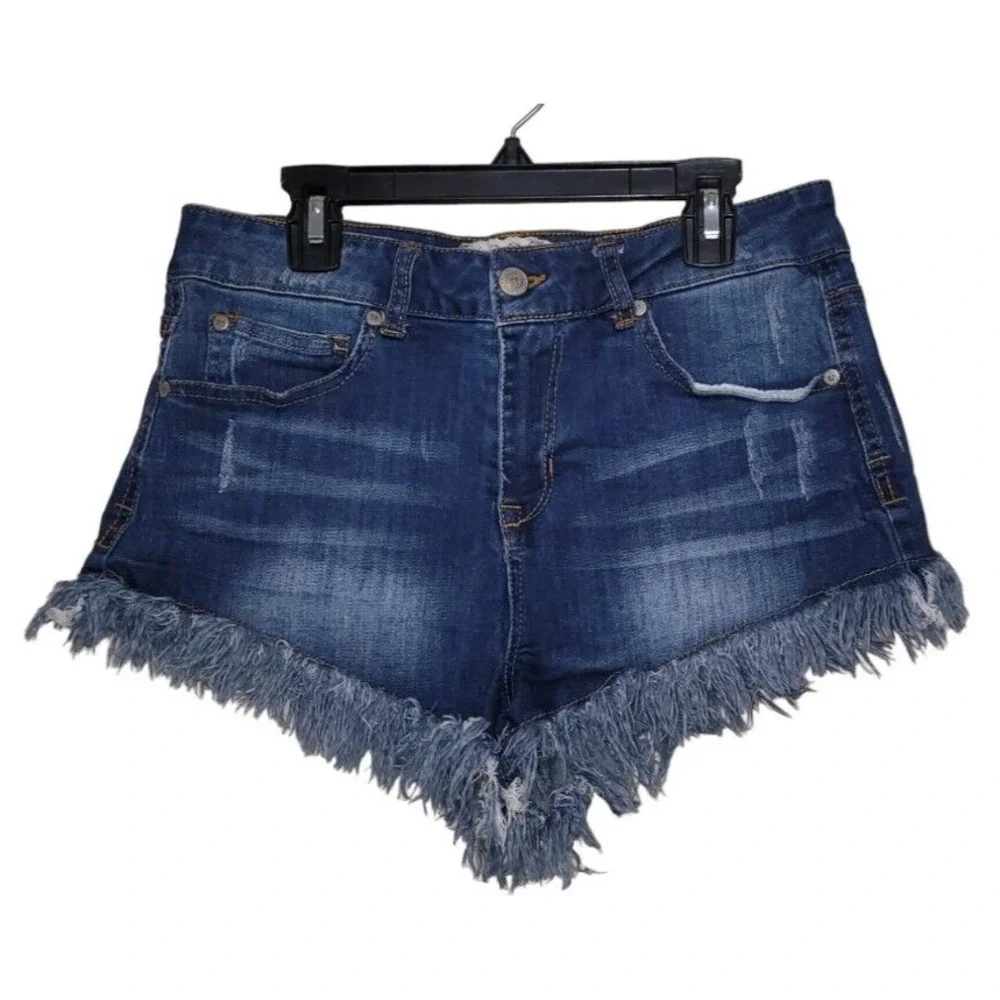 Anthropologie‎ Altard State Shorts Womens 7 Cut Off Blue Denim Distressed Jean
