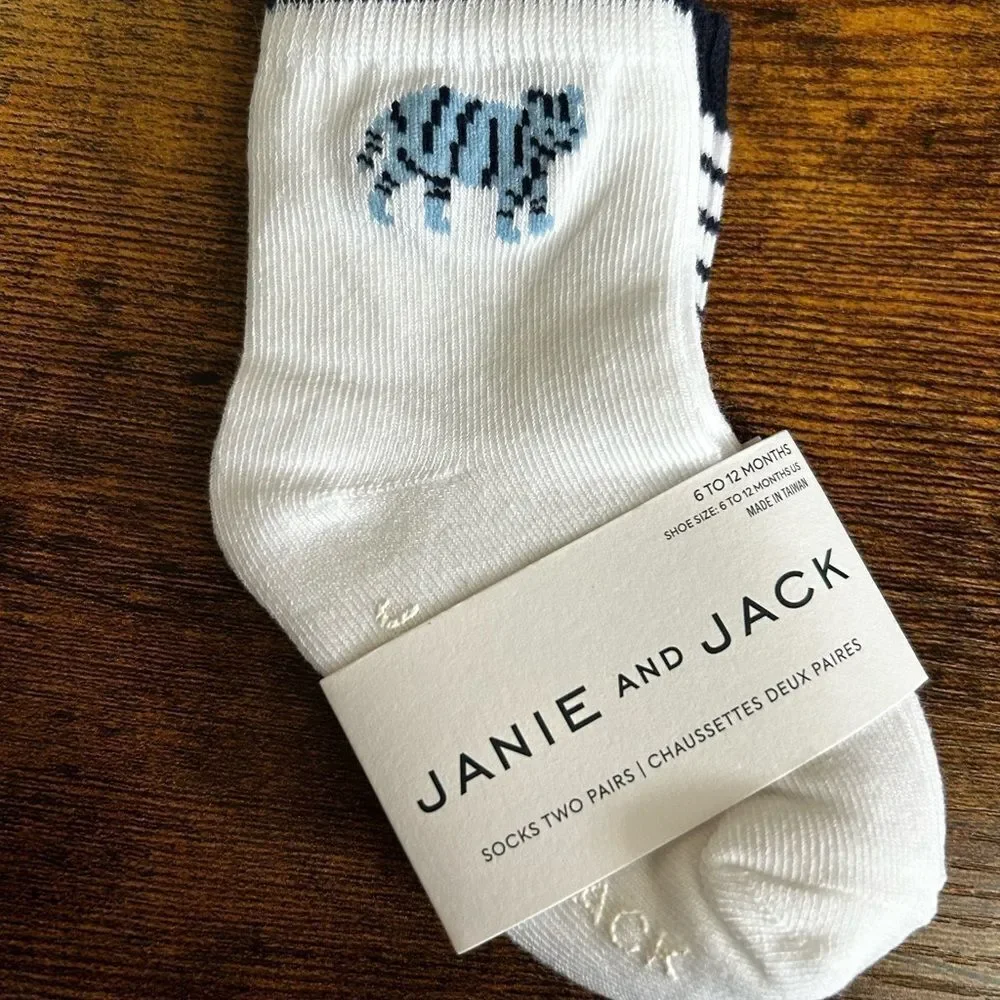 Janie and Jack Navy and White Striped Socks