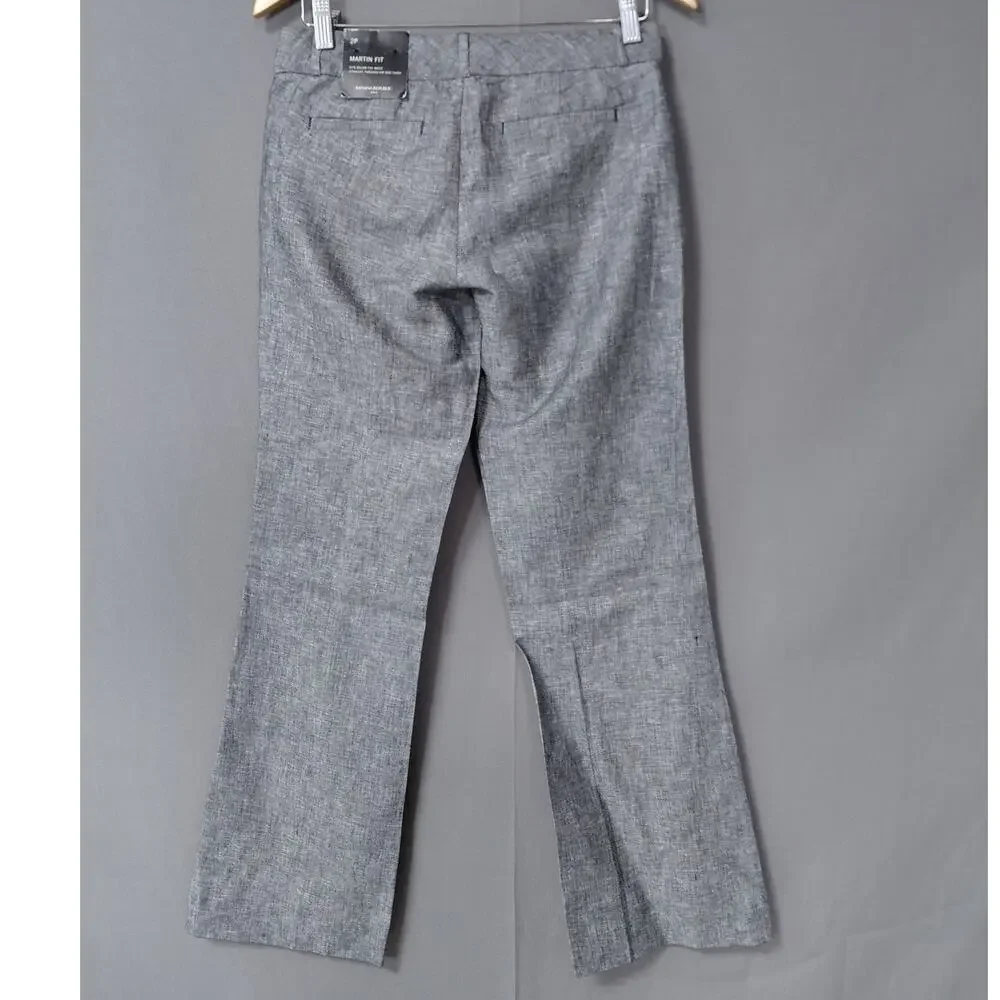 NWT Banana Republic Martin Linen Gray Straight Pants Women Size 2P