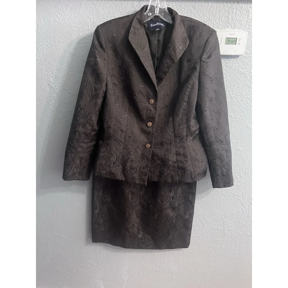Evan‎ Picone Women Brown Skirt & Blazer Suit Size 12