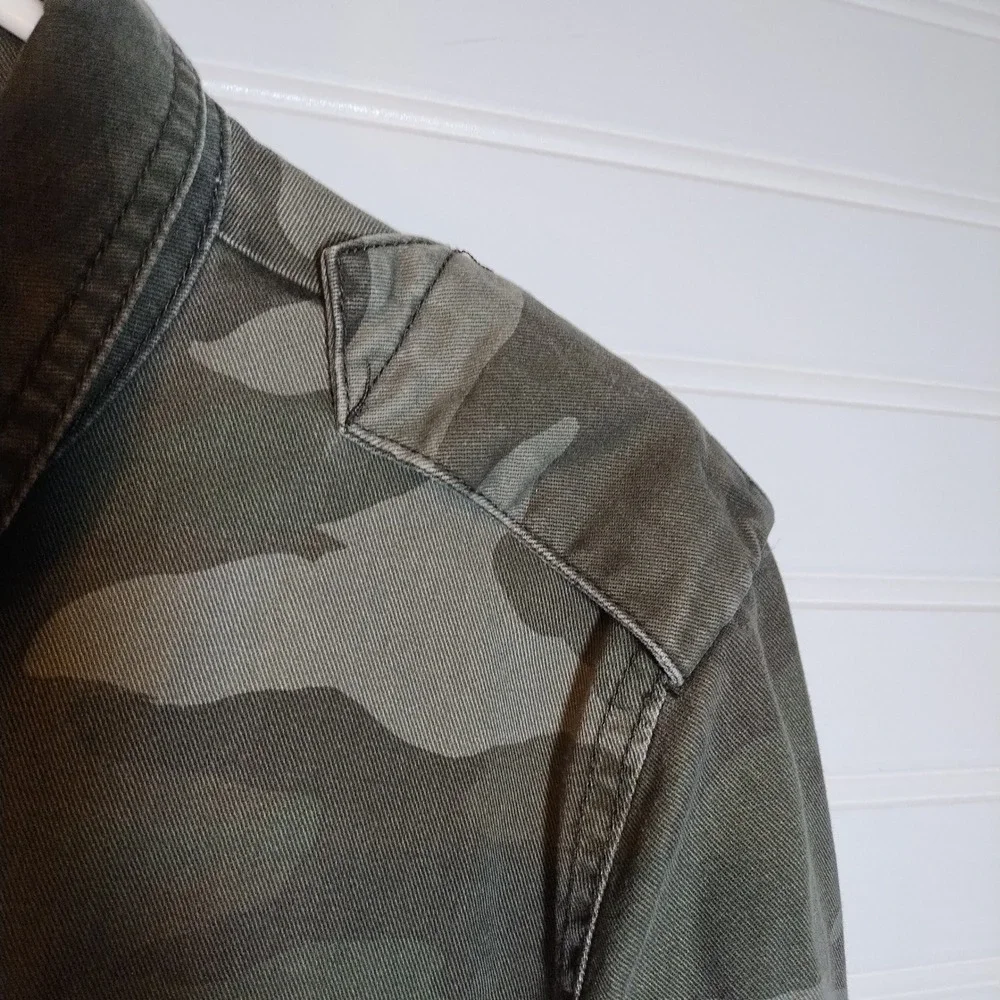 Aeropostale Womens Sm Camouflage Print Utility Jacket Military Army Cargo Pocket