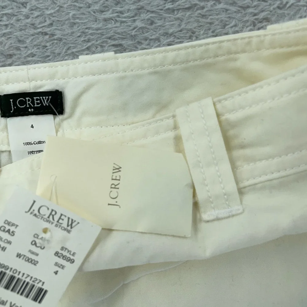 J.Crew Mini Skirt Womens 4 White Button Front Cotton Belt Loops Back Welt Casual