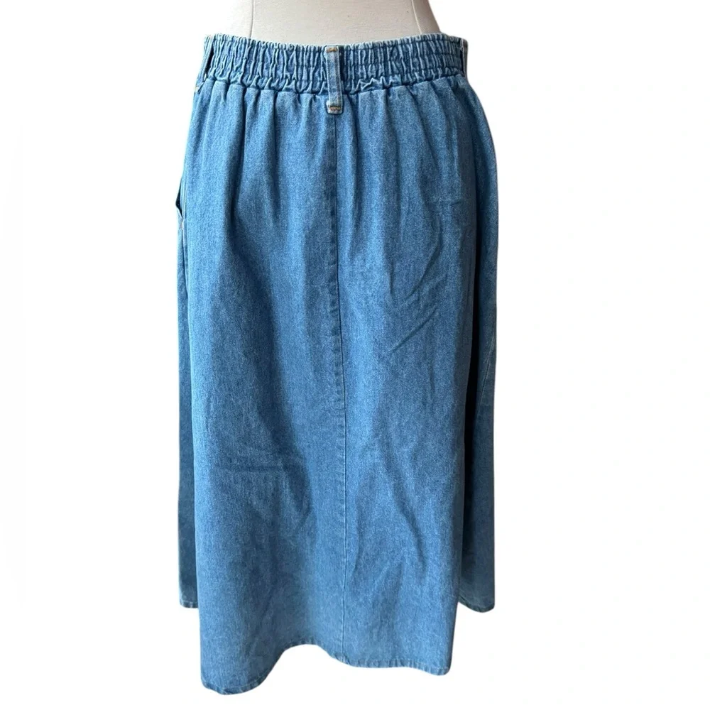 Y2K‎ Liz Claiborne Lizwear Front Button Down Denim Skirt w/Hip Pockets