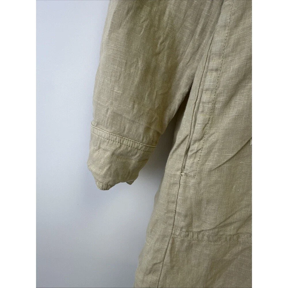 Michael Stars Eleanor Utility Shirt‎ Dress Linen Roll Tab Sleeves Natural Tan XS