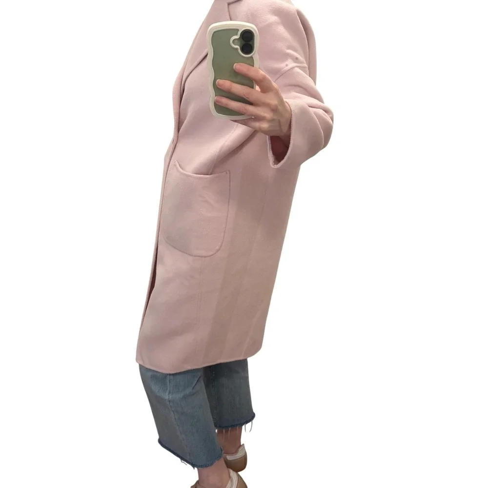 Blush Pink Wool Coat Oversized Minimalist Quiet Luxury‎ Minimalist Spring Medium