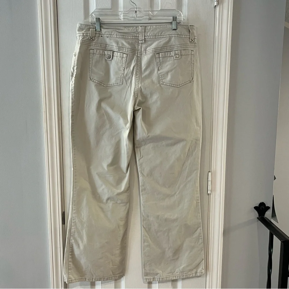 Vintage Women’s Gitano Bootcut Khaki Pant Dark Stitching Snap Pockets Size 14