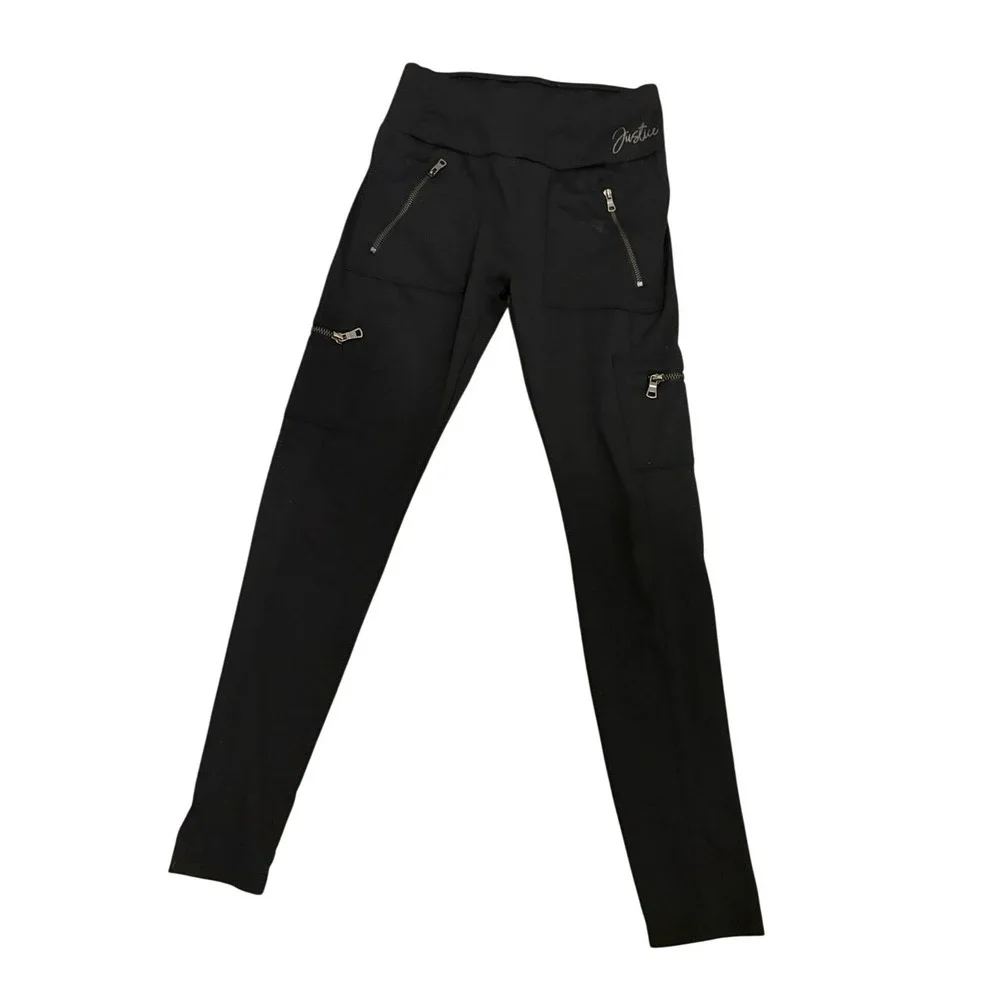 Justice‎ Active Girls Black Zip-Pocket Leggings