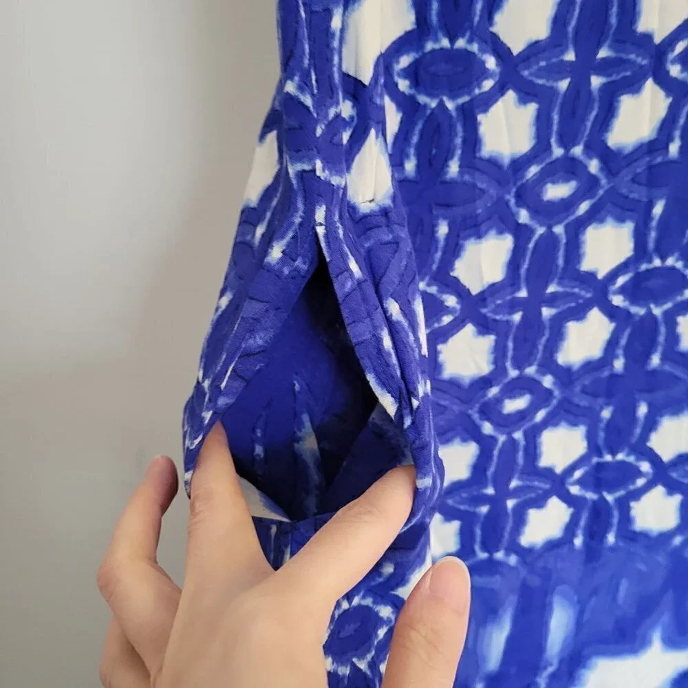 Velvet by Graham and Spencer Sleeveless Blue Bonita Atlantis Shift Dress Small