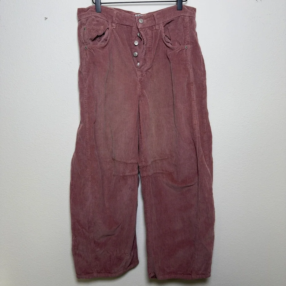 We The Free Good Luck Mid Rise Cord Barrel Jeans‎ 30