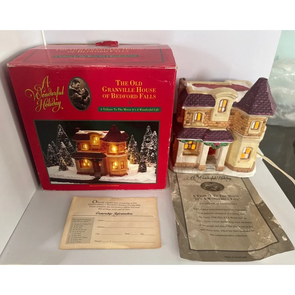 'It's a Wonderful Life' CERTIFIED Holiday Village 1997 -Bedford Falls House RARE