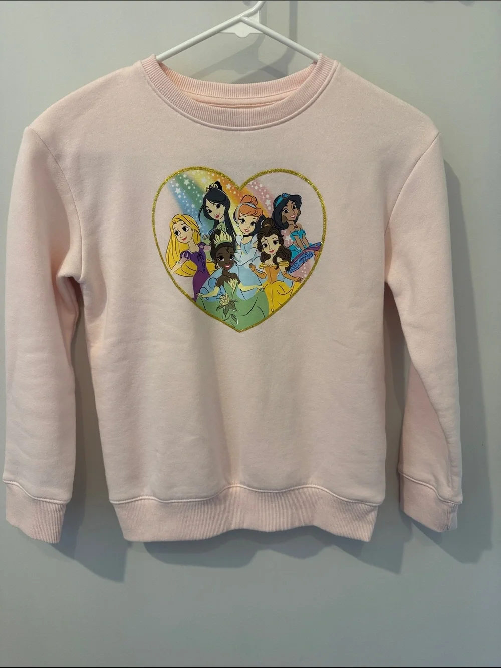 Girls Pink Disney Princess Heart Sweatshirt
