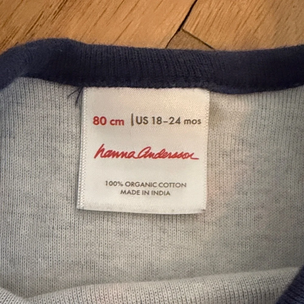 Hanna Andersson Blue Dress with Red Reindeer Print