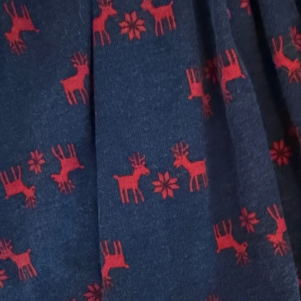 Hanna Andersson Blue Dress with Red Reindeer Print