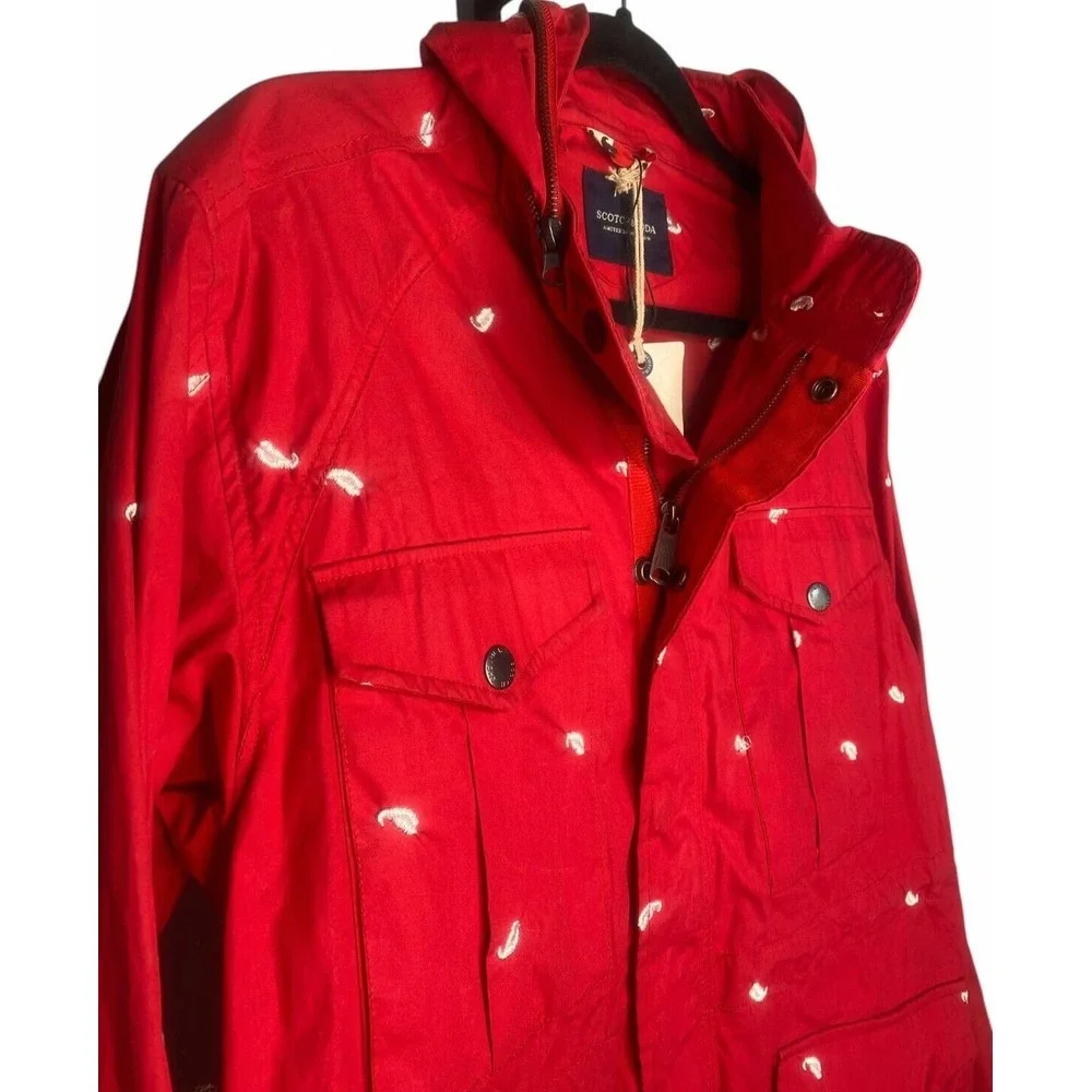 Scotch & Soda women's Rain Jacket Red‎ Hot Lips Hooded NEW w/defect size medium
