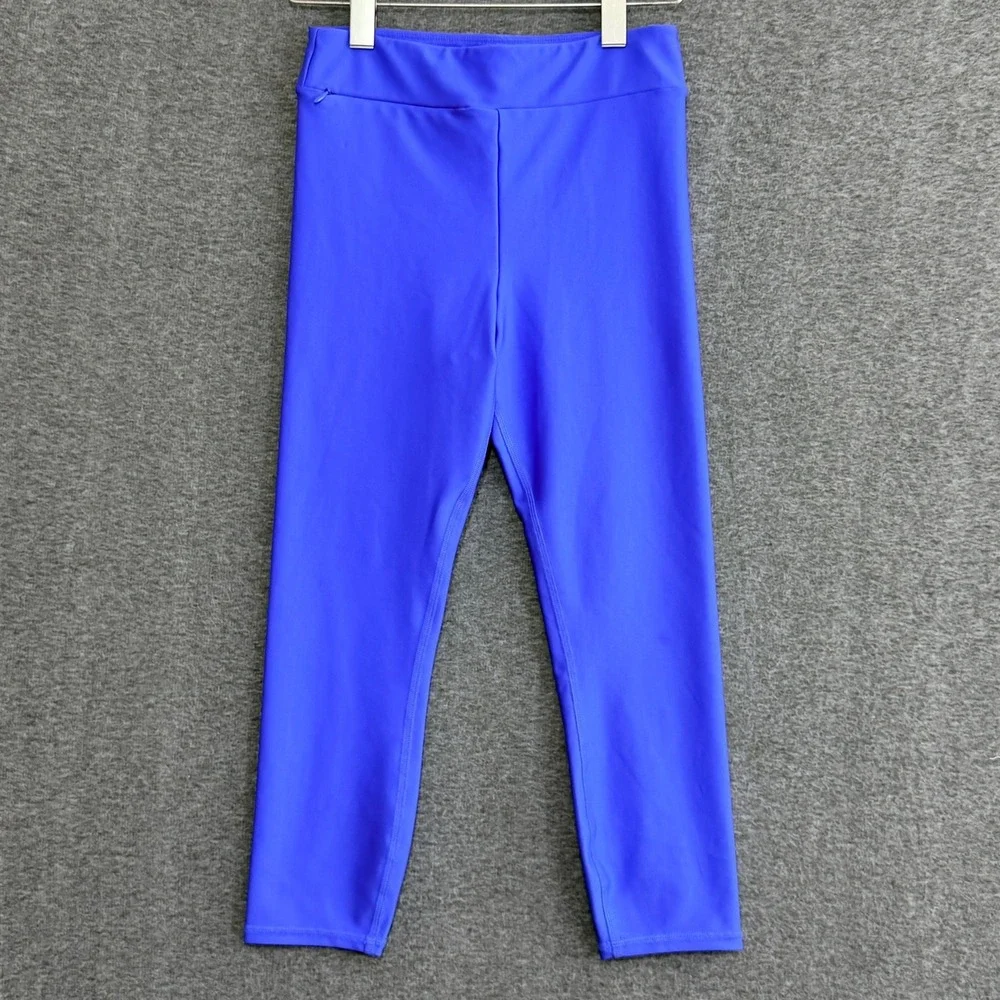 Alo Yoga Women Performace Leggings S Blue Cropped Side Zip Pocket Activewear Gym