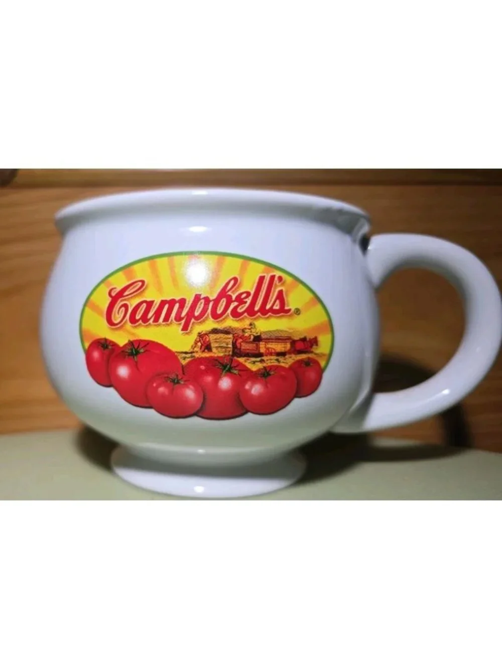 2005-Houston Harvest “Campbell’s Soup” Logo/Tomatoes Graphic-Lg. Footed Soup Mug