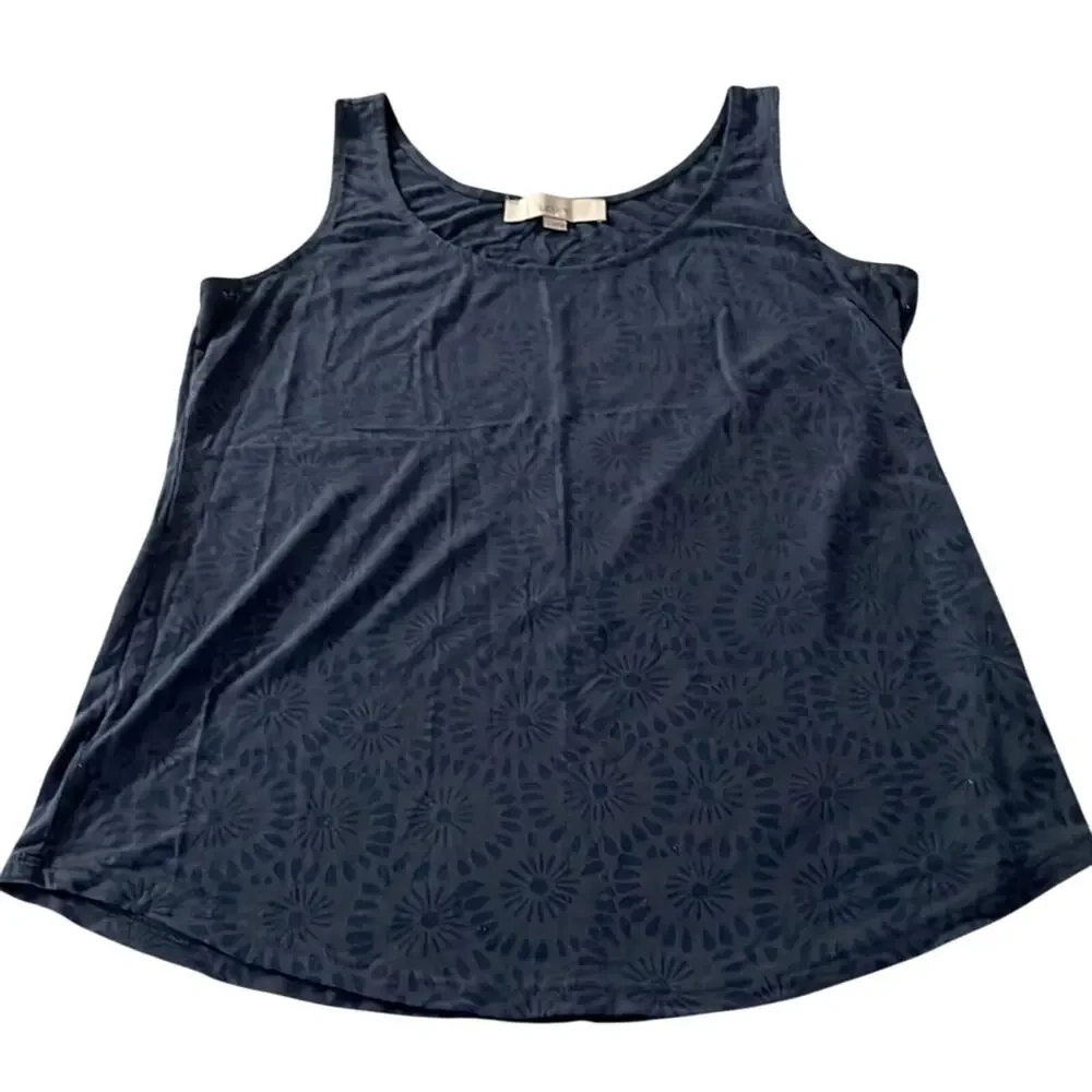 Ann Taylor Loft Steel Blue Burnout Tank Top