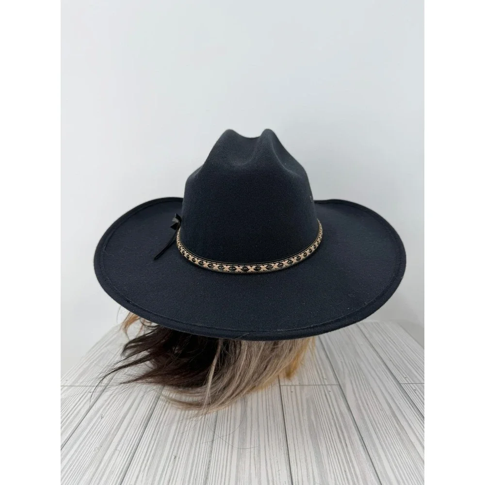 Lone Star American Cowboy Hat Black Felt Cattleman Crease Wide‎ Brim Western Hat