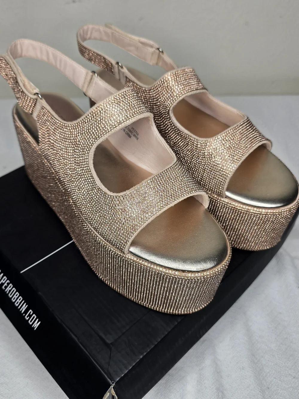 Sparkle Platform Slingback Sandals - Rose Gold