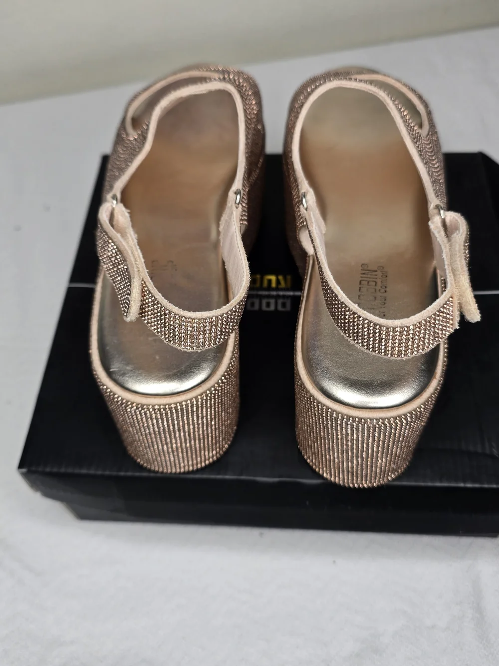 Sparkle Platform Slingback Sandals - Rose Gold