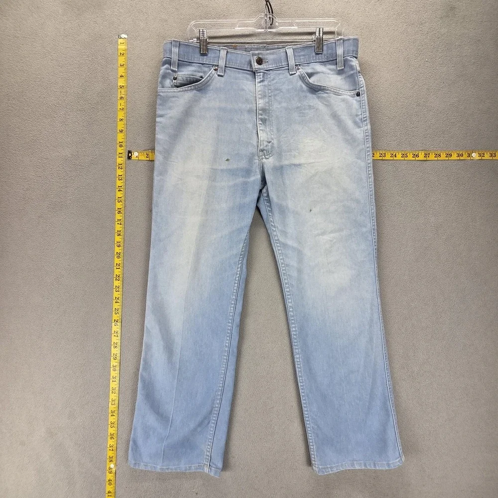 Vintage Levis Action Jeans Mens Blue Made in USA Brown Tab Zip Fly Fits 34x26