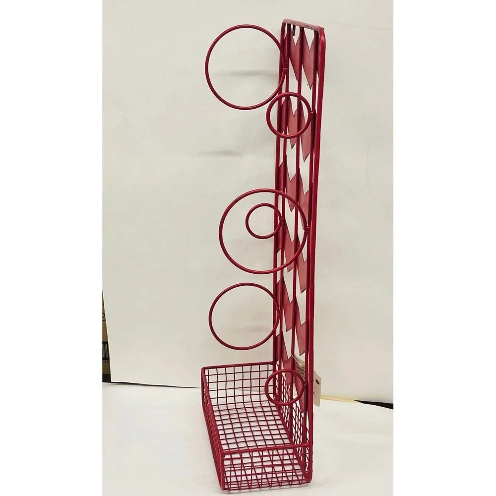 Rustic Metal Wine Kitchen Organizer Stylish Storage Solution, 22.5x9