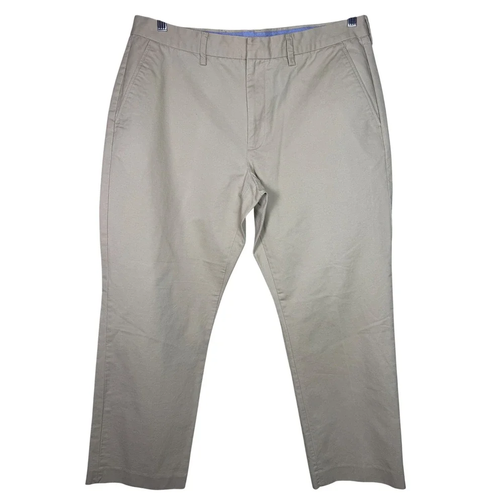 J. Crew Bedford Pant Mens 36x27 Khaki Tan Cotton Twill Straight Chino