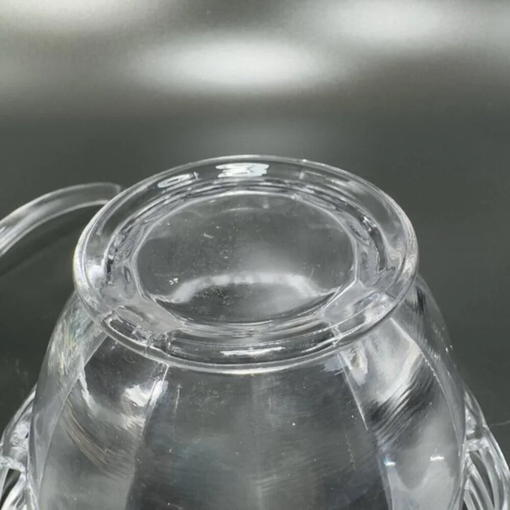 Vintage Imperial Glass‎ Clear Lace Edge Mayonnaise Bowl With Spoon Set Glass VTG
