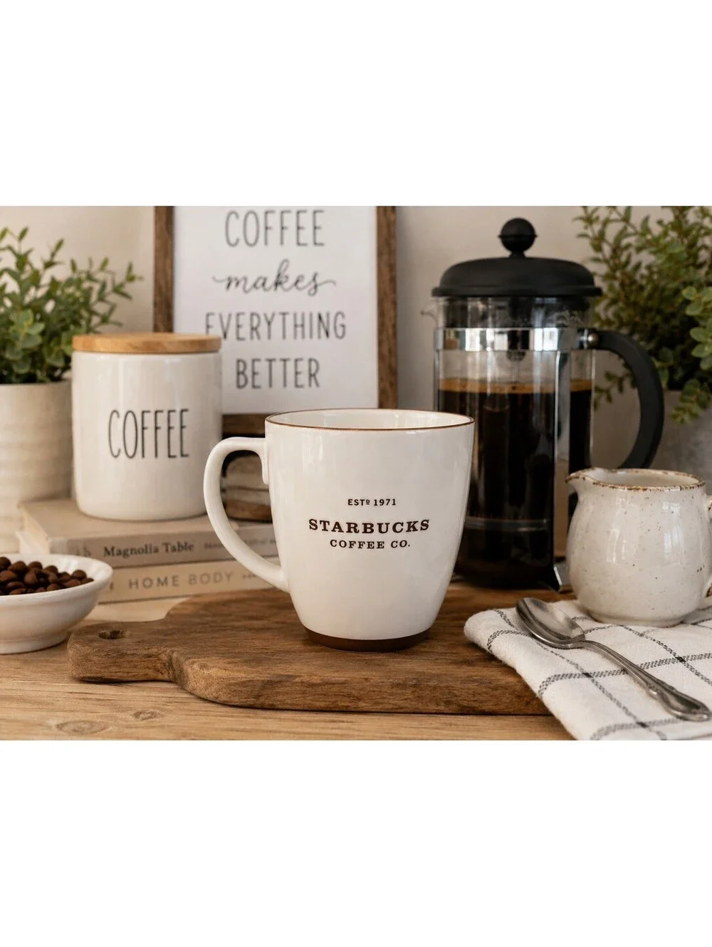 Vintage Starbucks 2006 Abbey Cream Brown Ceramic Coffee Mug