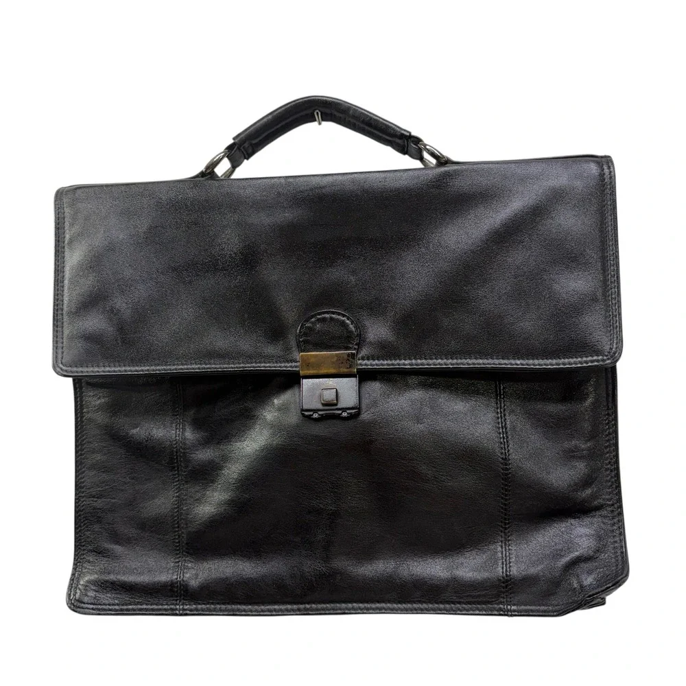 Picard Jet 2001 Vintage West Germany Black Leather Briefcase Professional Bag