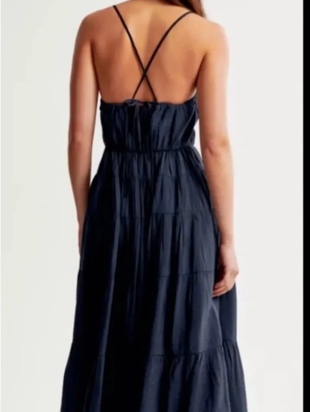 Abercrombie & Fitch Navy Tiered Spaghetti-Strap Maxi Dress