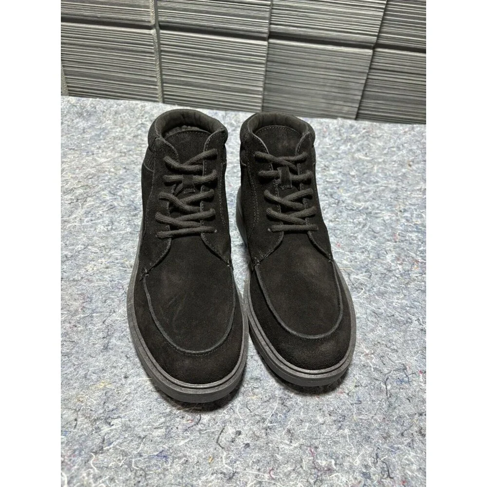 Men’s Size 9 Flannel Lined Moc Toe Boots Lands End‎ Black Suede Fast Shipping!